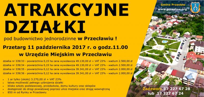 Atrakcyjne działki pod budownictwo jednorodzinne w Przecławiu!