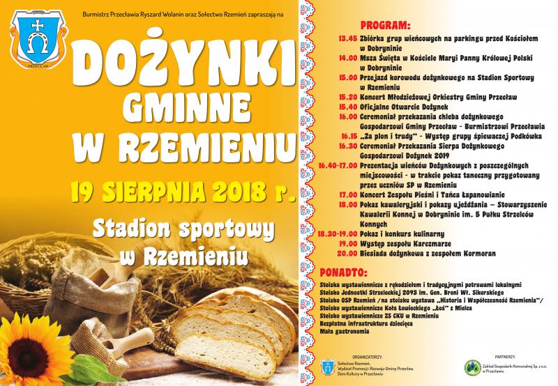 Serdecznie Zapraszamy na Dożynki Gminne w Rzemieniu
