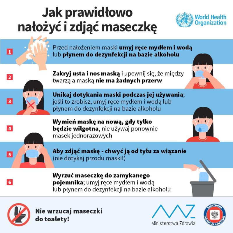 Jak zakładać i ściągać maseczki ochronne i rękawiczki - instrukcja