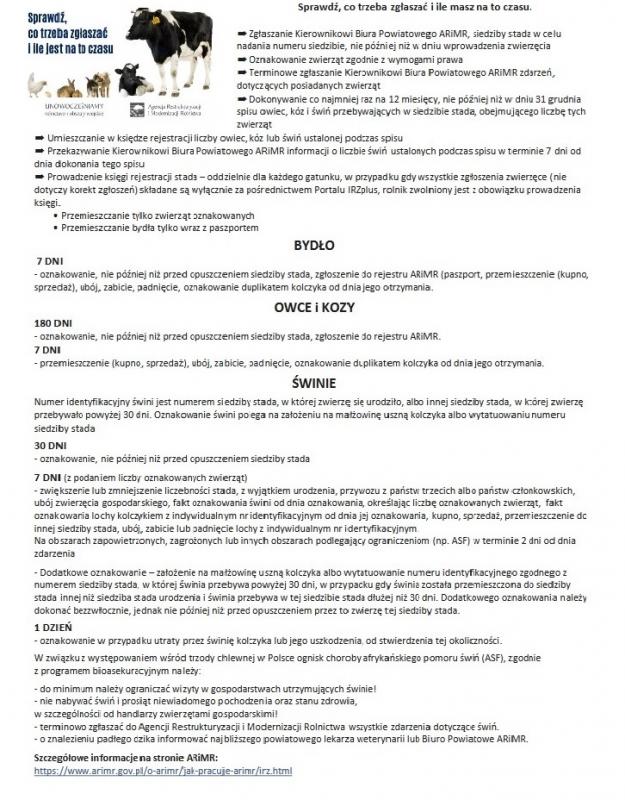 Podstawowe obowiązki posiadaczy zwierząt gospodarskich