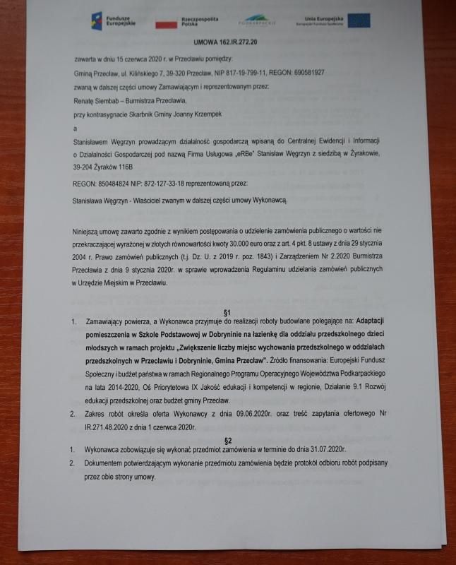 Umowa na adaptację pomieszczeń SP w Dobryninie podpisana
