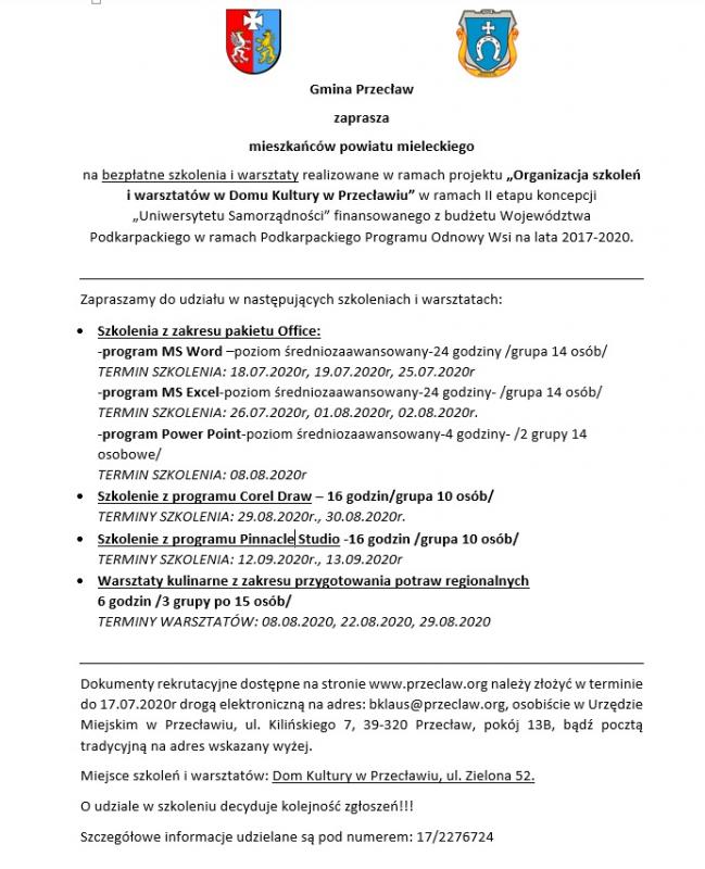 Trwa rekrutacja na bezpłatne szkolenia i warsztaty dla mieszkańców powiatu mieleckiego!