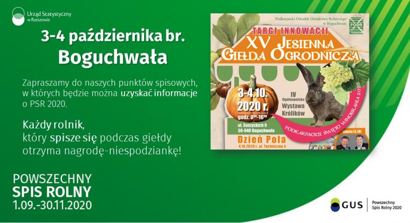 Dostępne punkty spisowe PSR 2020 podczas XV Jesiennej Giełdy Ogrodniczej