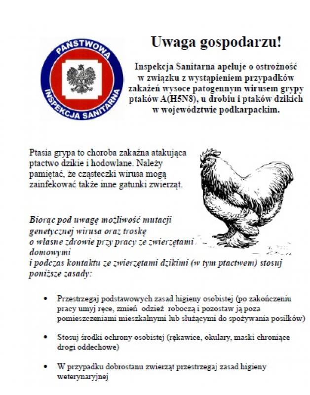 Komunikat dotyczący grypy ptaków