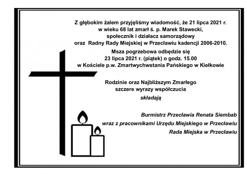 Kondolencje z powodu śmierci Marka Staweckiego