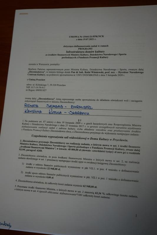 Pozyskaliśmy dofinansowanie na wyposażenie Domu Kultury