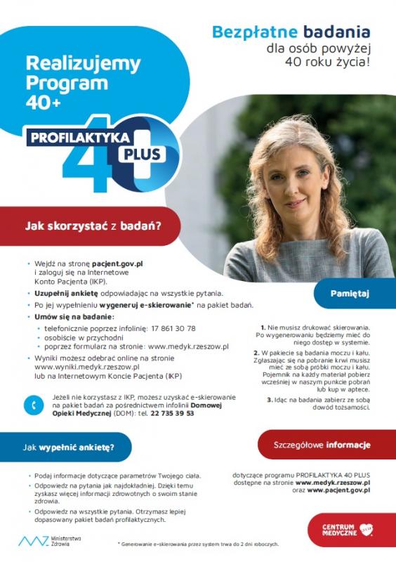 Zapraszamy na szczepienia i badania 40+ do Tuszymy