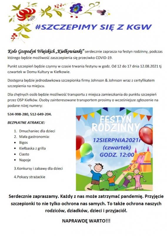 Szczepienia podczas festynu w Kiełkowie