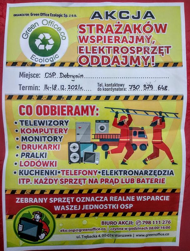 Akcja STRAŻAKÓW WSPIERAJMY, ELEKTROSPRZĘT ODDAJMY