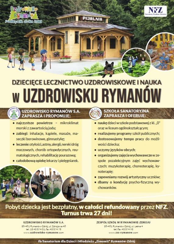 Dziecięce lecznictwo uzdrowiskowe i nauka w uzdrowisku Rymanów