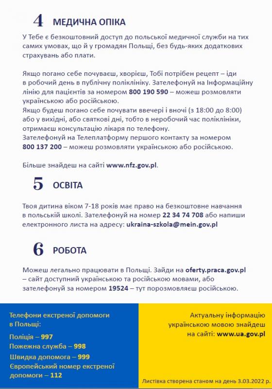 Ważne informacje dla uchodźców wojennych z Ukrainy, którzy przekroczyli granicę Polski