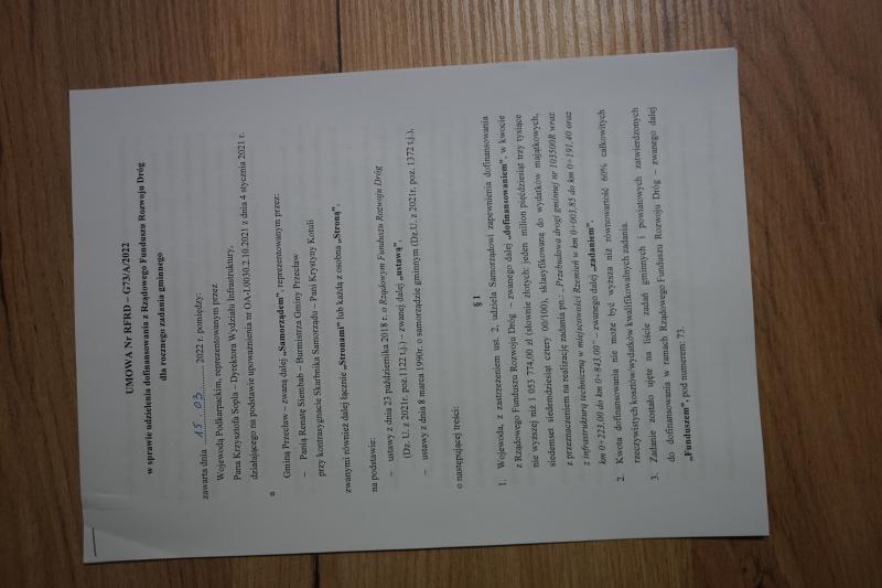 Dofinansowanie przebudowy drogi w Rzemieniu