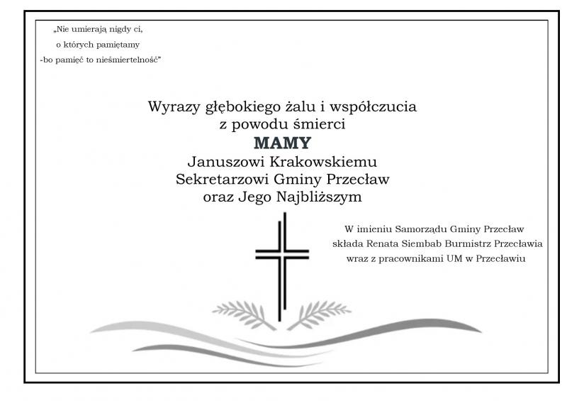 Kondolencje z powodu śmierci mamy
