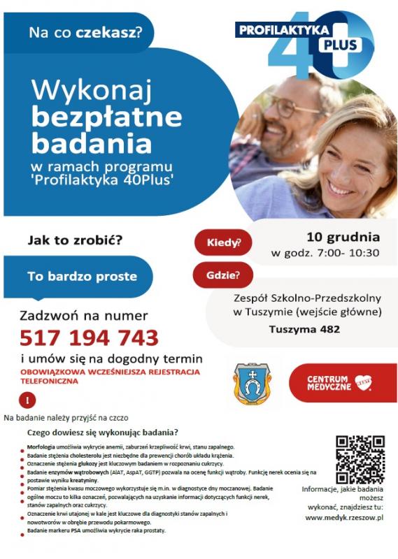 Bezpłatne badania Profilaktyka 40 plus
