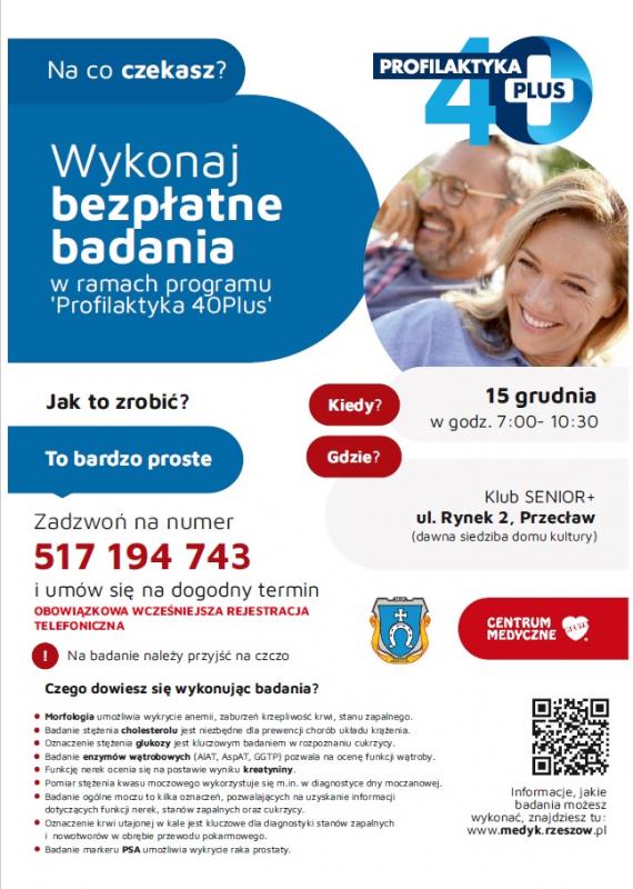 Bezpłatne badania Profilaktyka 40 plus