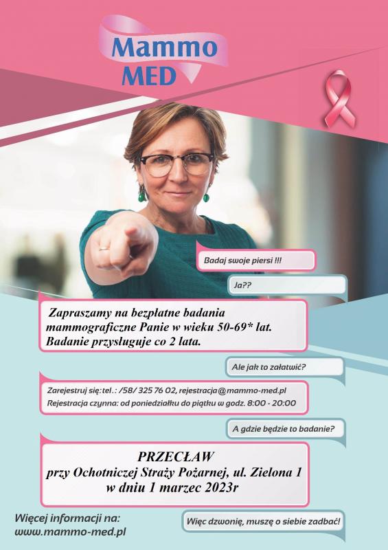 Zapraszamy na bezpłatne badania mammograficzne