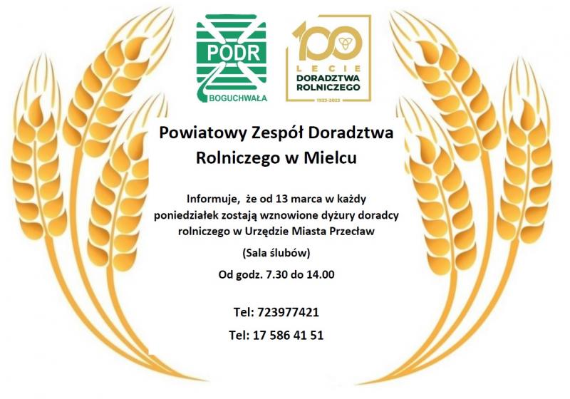 Wznowione zostają dyżury doradcy rolniczego w Urzędzie Miejskim w Przecławiu