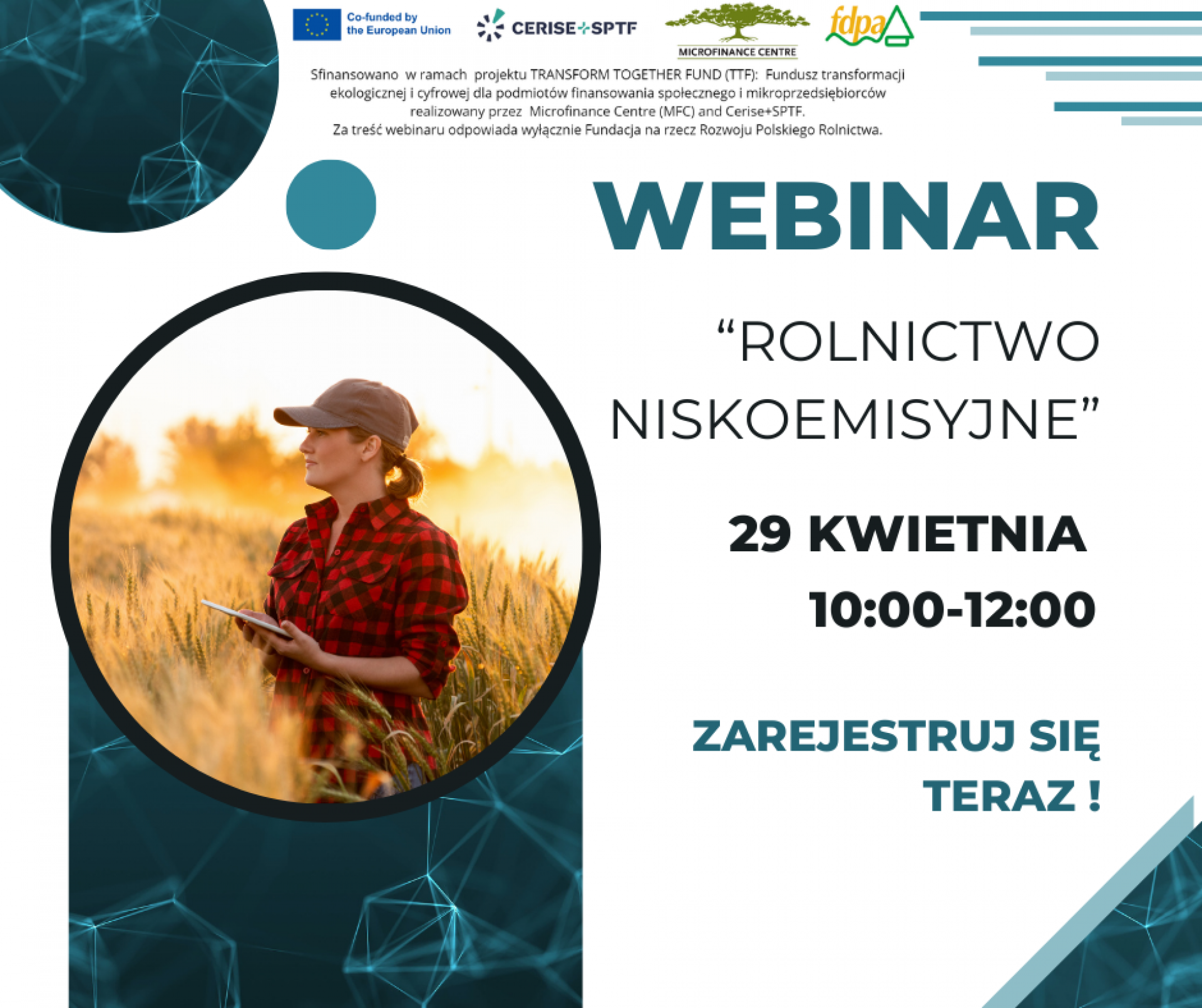 Zaproszenie na webinar: ROLNICTWO NISKOEMISYJNE