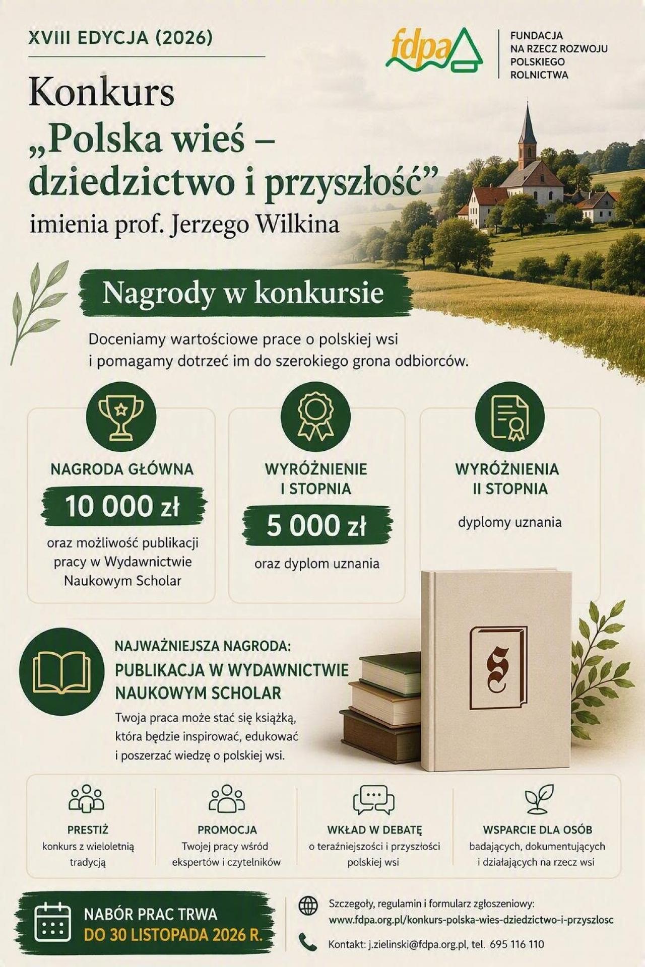 Ruszyła XVIII edycja konkursu Polska wieś – dziedzictwo i przyszłość imienia Profesora Jerzego Wilkina